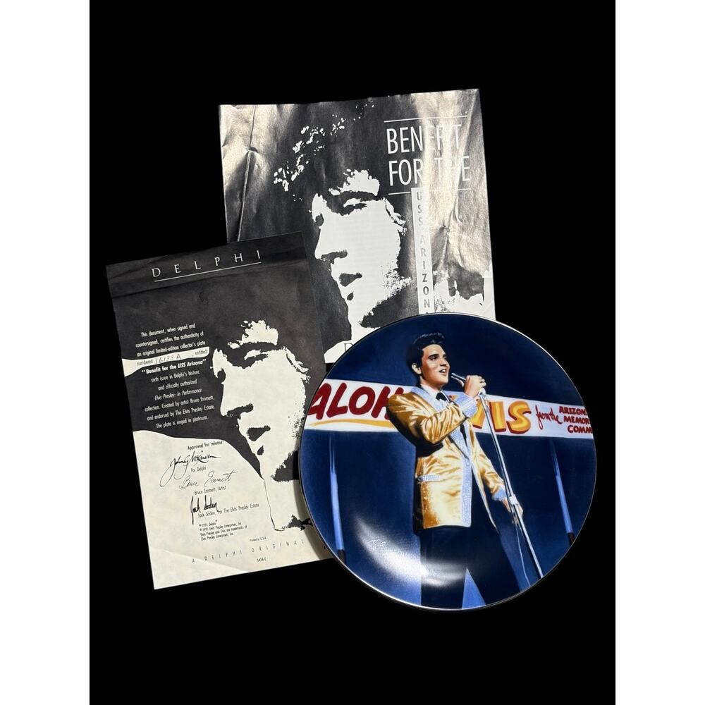 1991 Elvis Presley Benefit for U.S.S. Arizona Limited Edition Collector Plate